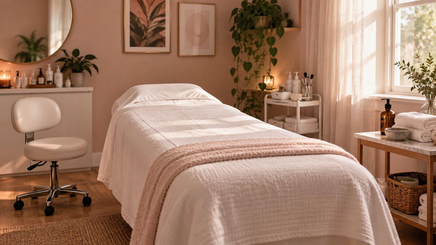 The S.B Esthetics treatment room, made up and ready.